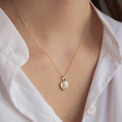 Yellow Gold 375 or 750 & Zirconium Oxide Heart Pendant - Vandona