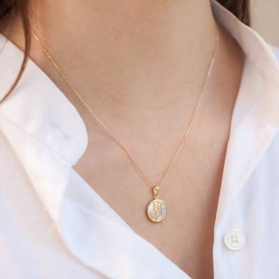 Yellow Gold 375 or 750 & Mother-of-Pearl Pendant - Vandona