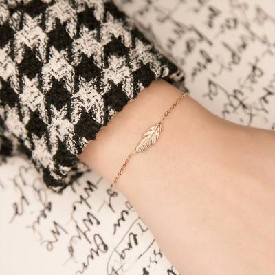 Yellow Gold-Plated Feather Bracelet, Length 18 cm - Naïades