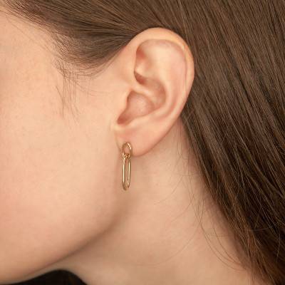 Yellow Gold-Plated Trombone Earrings - Naïades