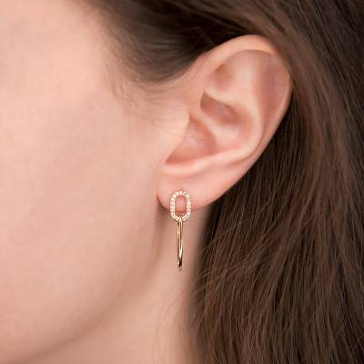 Yellow Gold-Plated & Zirconia Drop Earrings - Naïades