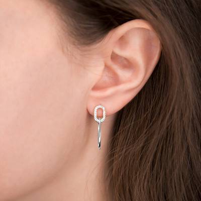 Rhodium-Plated Silver & Cubic Zirconia Earrings - Naïades