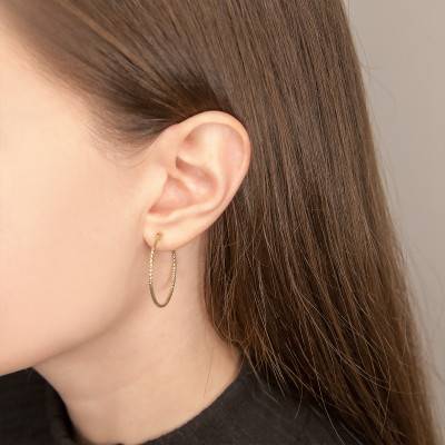 Gold-Plated Hoop Earrings, 2.90 cm Diameter - Naïades