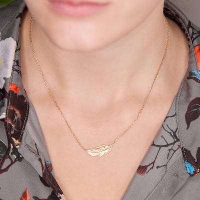 Gold-Plated Leaf Necklace, 45 cm Length - Naïades