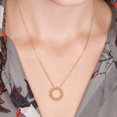 3-Micron Yellow Gold Sun Necklace, 45 cm - Naïades