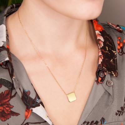 Collier carré plaqué or, Longueur 45 cm - Naïades