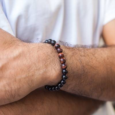 Black Agate and Red Tiger's Eye Bracelet - Lauren Steven