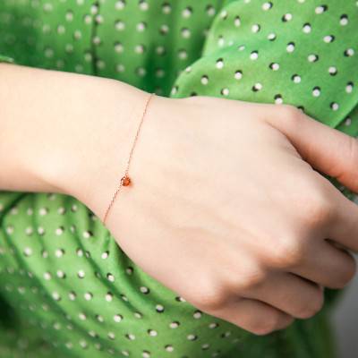 750/1000 Rose Gold & Drilled Red Sapphire 0.30 ct Bracelet, Length 16 cm to 18 cm - Demetra