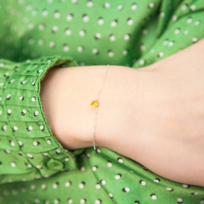 750/1000 White Gold & Drilled Yellow Sapphire 0.30 ct Bracelet, Length 16 cm to 18 cm - Demetra