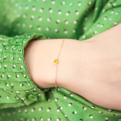 Bracelet Saphir Jaune percé 0,30 ct & Or Rose 750, Longueur 16 cm à 18 cm - Demetra