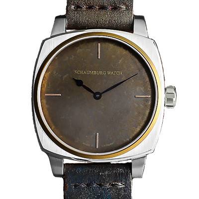 Montre Squarematic Unique effet vieilli & pétrole - Schaumburg Watch