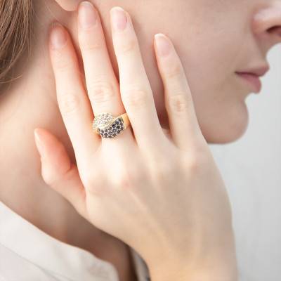 Bague Or Jaune 375, Saphirs, Topazes - Orphée