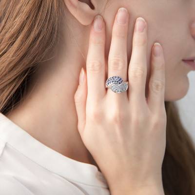Bague Or Blanc 375, Saphir 1,90 ct, Topaze - Orphée