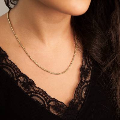 Collier en chute Maille Palmier Creuse, Or Jaune 750, Longueur 42 cm, Largeur 4,00 mm à 11,00 mm - Manillon