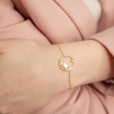Bracelet personnalisable et coeur, Or Jaune 375 & diamant, Longueur 15 à 18 cm - Scarlett or Scarlett
