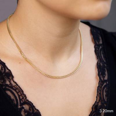 Chaîne Massive en Maille Gourmette et en Or Jaune 750, Longueur 40 cm, Largeur de 0,80 mm à 3,40 mm - Manillon