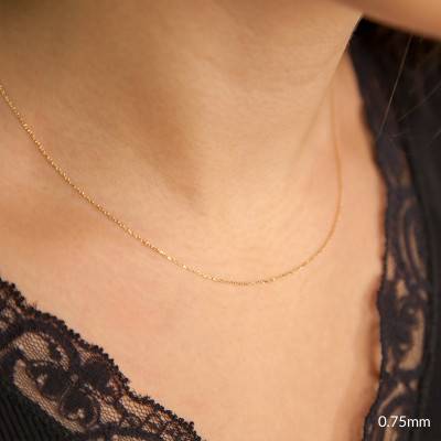 Diamond-Cut Yellow Gold 750/1000 Cable Chain, 40 cm Length, Width 0.75 mm to 3.50 mm - Manillon