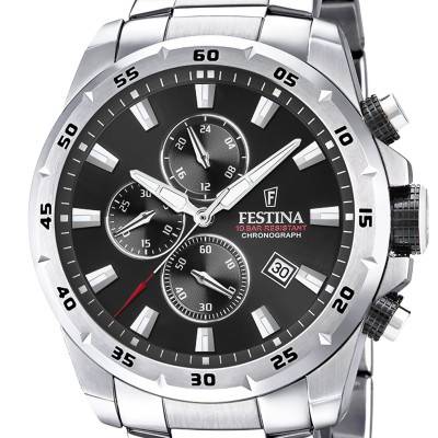 Montre Chrono Sport acier gris et noir F20463/4 - Festina