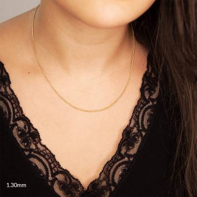 750 Yellow Gold Solid Spiga Chain, Length 45 cm, Width 1 mm to 4,10 mm - Manillon