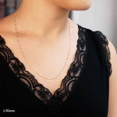 750 Yellow Gold Singapore Chain, 55 cm Length - Manillon