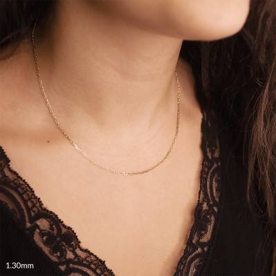 750/1000 Yellow Gold Flat Mariner Chain, Length 70 cm, Width 1.50 mm to 6 mm - Manillon