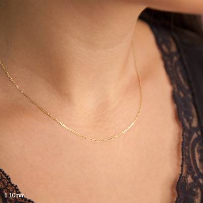 375/1000 Yellow Gold Flat Mariner Chain, Length 40 cm, Width 1.50 mm to 3 mm - Manillon