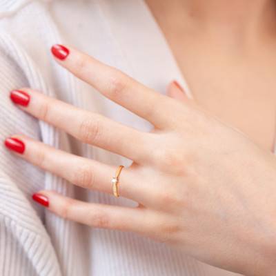 18K Yellow Gold 0.07 ct Diamond Solitaire Ring - Demetra