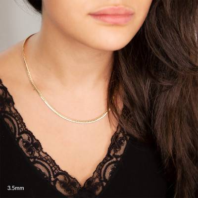 750/1000 Yellow Gold Hollow Bismarck Chain, 38 cm Length, 3 mm to 7 mm Width - Manillon