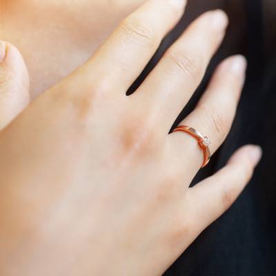Diamond Solitaire Ring 0.15 ct in 750 Rose Gold - Demetra