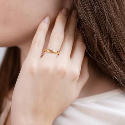 Rose Gold Standard Half-Dome Wedding Ring, 3,50 mm Wide - Ponce