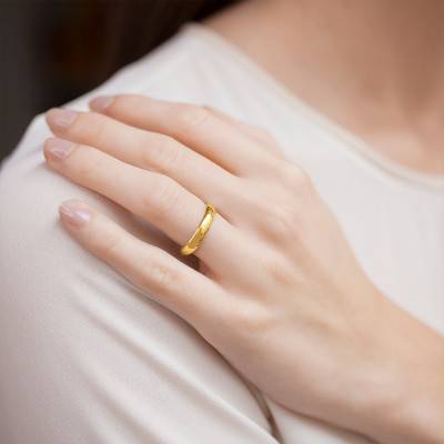 750/1000 Yellow Gold Jonc Parisien Prestige Wedding Ring, 3.50 mm Width - Ponce