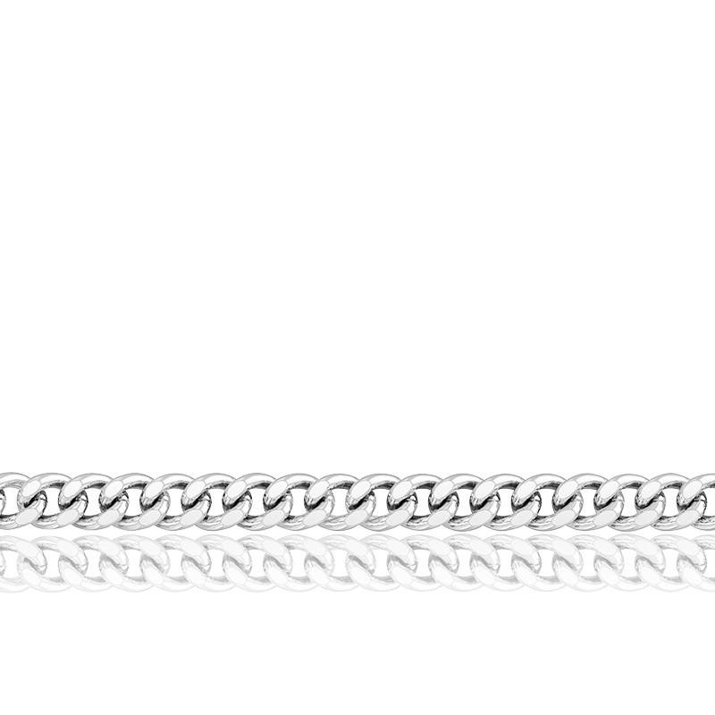 Bracelet Gourmette, Or Blanc 375, Longueur 16 cm, Largeur 1,00 mm à 1,80 mm - Manillon