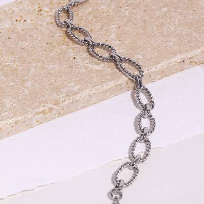Bracelet Agathe argenté, Longueur ajustable 16,5 cm à 20,5 cm - Emma & Chloé
