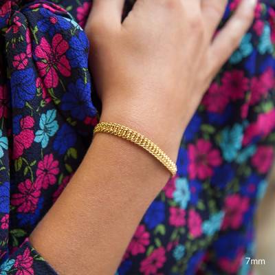 Bracelet Maille Américaine, Or Jaune 750, Longueur 21 cm, Largeur de 7 à 19 mm - Manillon