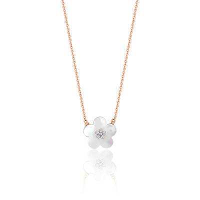 Collier Fleur, Nacre et Diamant GHSI, Longueur 38 à 42 cm - Vandona