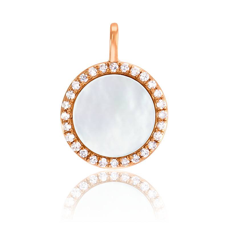 Pendentif Rond Imposant En Nacre Et Argent 925 - 14 Grammes, 6 Cm De Diamètre - Occasion
