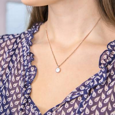 Pendentif rond, Nacre et diamant GHSI - Vandona