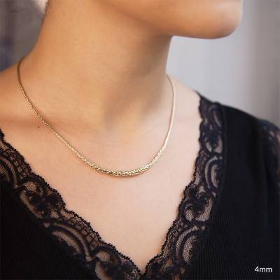 Collier chute maille palmier, plaqué or jaune, Longueur 45 cm - Manillon