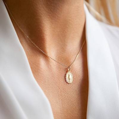 Mini Miraculous Medal in 375 Yellow Gold - Lumiosa