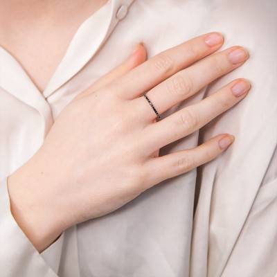 Bague Half Eternity Diamant Noir Or jaune - Aurora