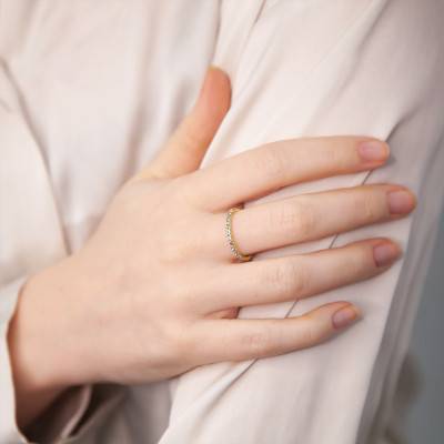 Bague Half Eternity Or Jaune 375, Saphir Vert - Aurora
