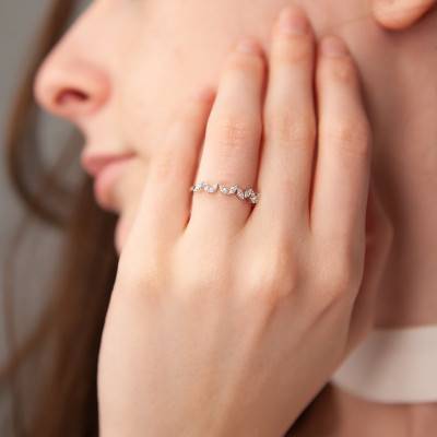Alliance Marquise en Or Blanc 375 & Diamants - Juweel