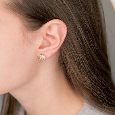 Boucles d'Oreilles Etoiles Plaqué Or Nacre - Naïades