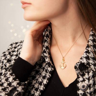 Yellow Gold Anchor Pendant - Vandona