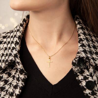 Yellow Gold Catholic Cross Pendant - Vandona