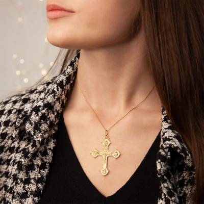 Yellow Gold Arlésienne Cross Pendant - Vandona