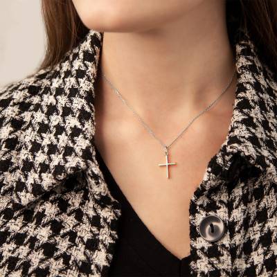 White Gold Catholic Cross Pendant - Vandona