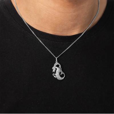 White Gold Dragon Pendant - Vandona