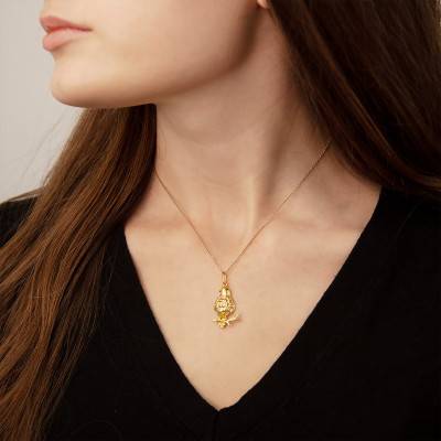 Yellow Gold Bird on Branch Pendant - Vandona
