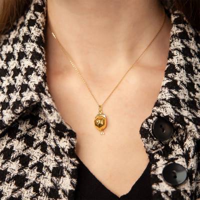 Yellow Gold Riding Helmet Pendant - Vandona